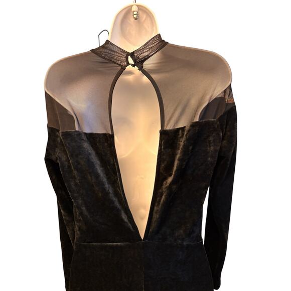 Lulus NWT Plunging Neckline Long Sleeve Velvet Maxi Dress Sz L Black Whimsygoth - Picture 4 of 8